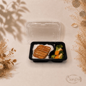 RA40-2二格通用黑色食品盒,PP二格黑色塑膠盒,外帶微波便當盒,保鮮盒500入/箱