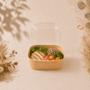 牛皮紙正方形碗 1000ml 5號,可用於沙拉.丼飯碗.精緻餐盒等等,非常輕便好外帶,300入/箱