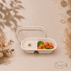 59號二格植纖餐盒1000cc,可放輕食.沙拉.吐司.健康餐.義大利麵.排餐類等等,可分解回收環保材質,500入/箱