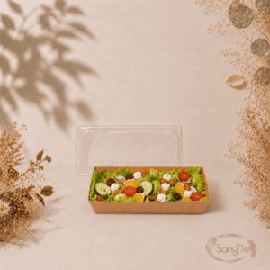 1號牛皮長方輕食盒,常使用於沙拉.潛艇堡.壽司.蛋糕甜點等等,牛皮餐盒配硬質透明蓋,500入/箱