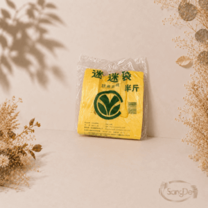 迷迷牌,半斤黃色提袋, 材質HDPE高密度聚乙烯,耐熱-20°C至110°C,80包/件