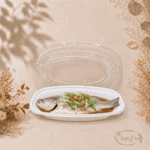 魚型微波盒,可微波外帶盒,加厚塑膠圓盒,白色塑膠蒸魚外帶盒,300入/箱