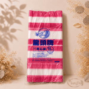 龍頭牌,十五斤紅白條紋提袋,材質HDPE高密度聚乙烯,十五斤條花提袋,十五斤紅條提袋,40包/件