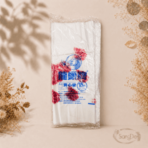 龍頭牌,十五斤白色印紅花提袋,材質HDPE高密度聚乙烯,十五斤白花提袋,十五斤紅花提袋,40包/件