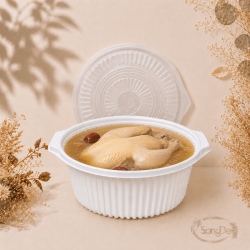 4000cc盅型微波盒,常用於各式年菜湯品.外帶雞湯等等,年菜送禮大眾喜愛選擇容器,200入/箱